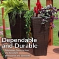 thumbnail image 3 of Sunnydaze Modern Decorative Standing Square Polyrattan Planter Containers - 24" Tall - Brown - 2-Pack, 3 of 9