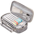 thumbnail image 1 of Estuche para lápices de gran capacidad, estuche para bolígrafos de mano de colores, almacenamiento grande de papelería con doble cremallera, color gris, 1 of 5