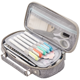 thumbnail image 1 of Estuche para lápices de gran capacidad, estuche para bolígrafos de mano de colores, almacenamiento grande de papelería con doble cremallera, color gris, 1 of 5