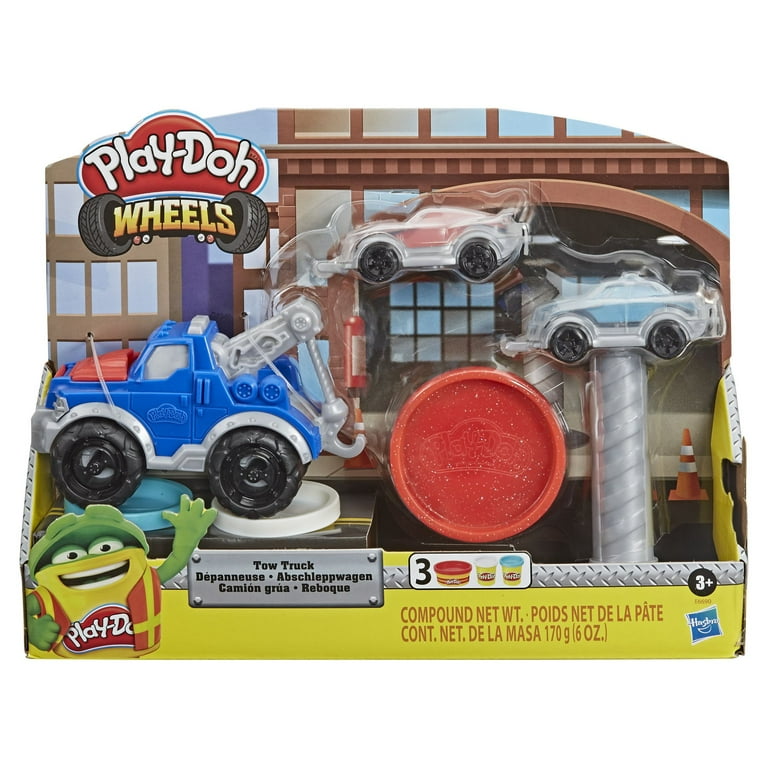 Play Doh Wheels Tow Truck Toy with 3 Non Toxic Play Doh Colors 6