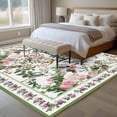 thumbnail image 4 of 8'x10' Area Rugs, Pink Spring Floral Indoor Outdoor Area Rug for Living Room Bedroom, Elegant Pastoral Flowers Birds Watercolor Washable Bathroom Rugs Kitchen Floor Carpet Mats Home Decor Aesthetic, 4 of 8