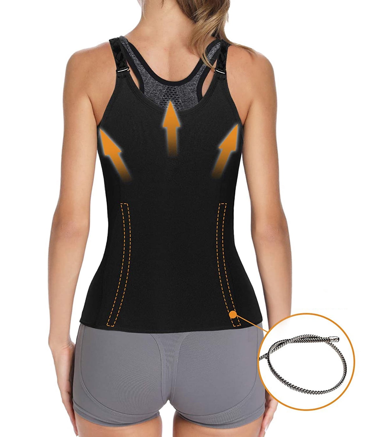 Sweat Waist Trainer for Women Neoprene Sauna Tank Top Zipper Vest Workout Sport Double Compression Girdle