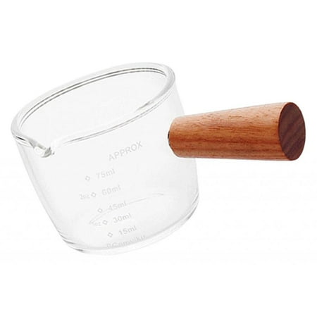 

2.54oz Glass Measuring Cup Single Spout Measuring Triple Pitcher Measuring Pitcher Glass Measure Jugs with Wooden Handle Heat Resistant for Baking