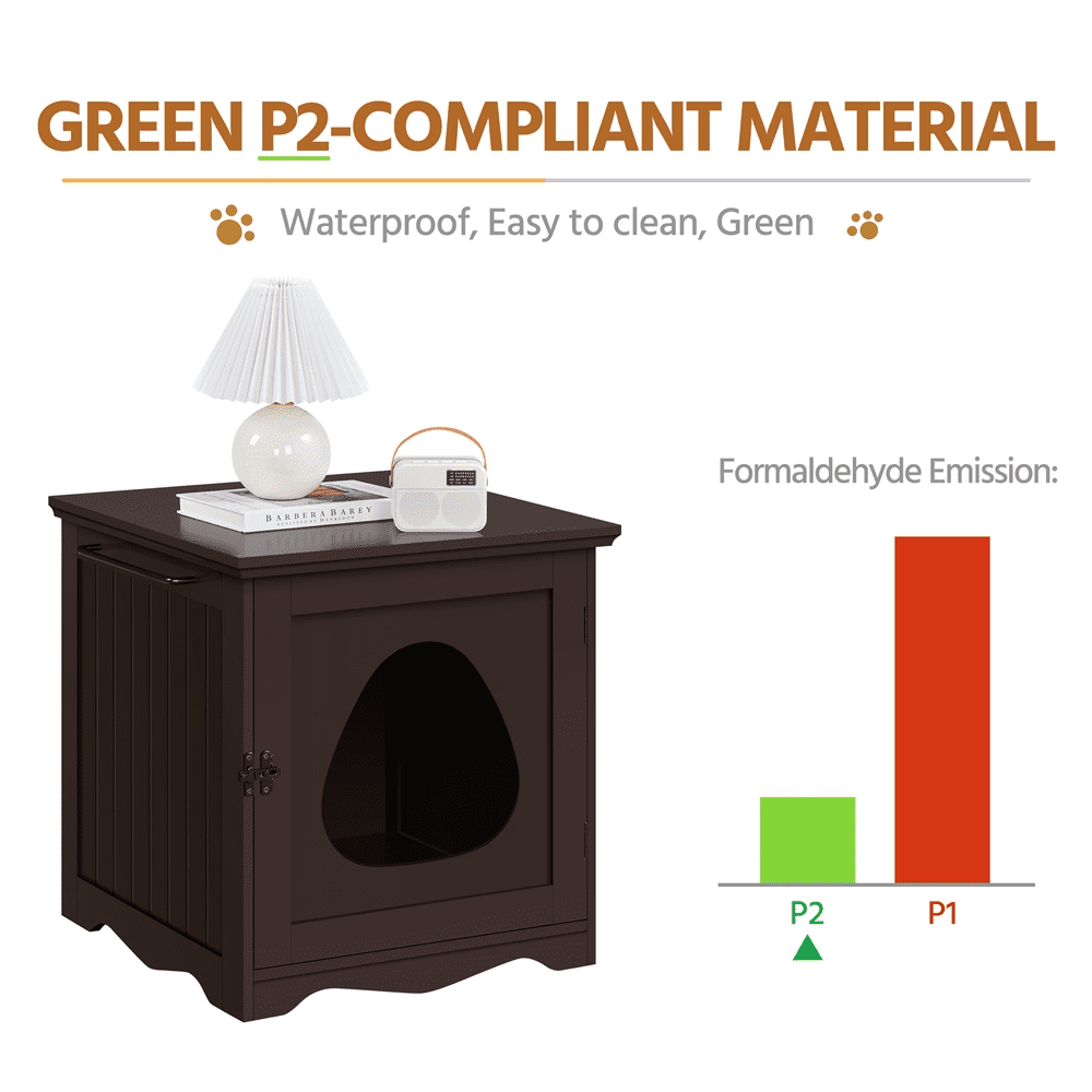 Renwick Enclosed Cat Litter Box End Table, Espresso