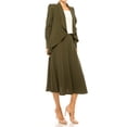 thumbnail image 4 of Women's Solid 2-Piece Set Open Front Blazer and Matching Midi Skirt, 4 of 8