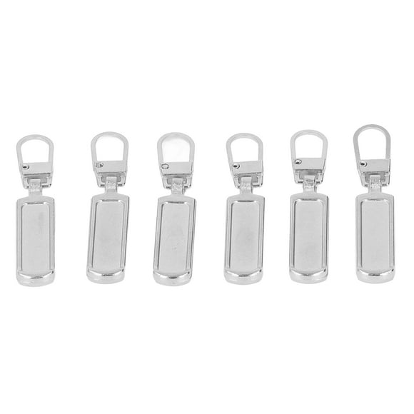 Tête de Fermeture Éclair en Métal, Antirouille 6 Pcs Tirette de Fermeture Éclair pour Sacs à Main Argent