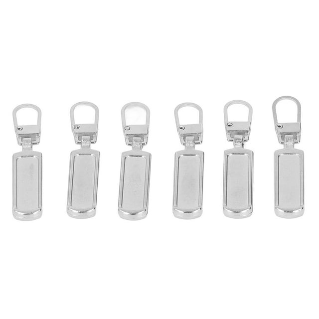 Metal Zipper Head, Rustproof 6Pcs Zipper Pull Tab For Handbags Silver
