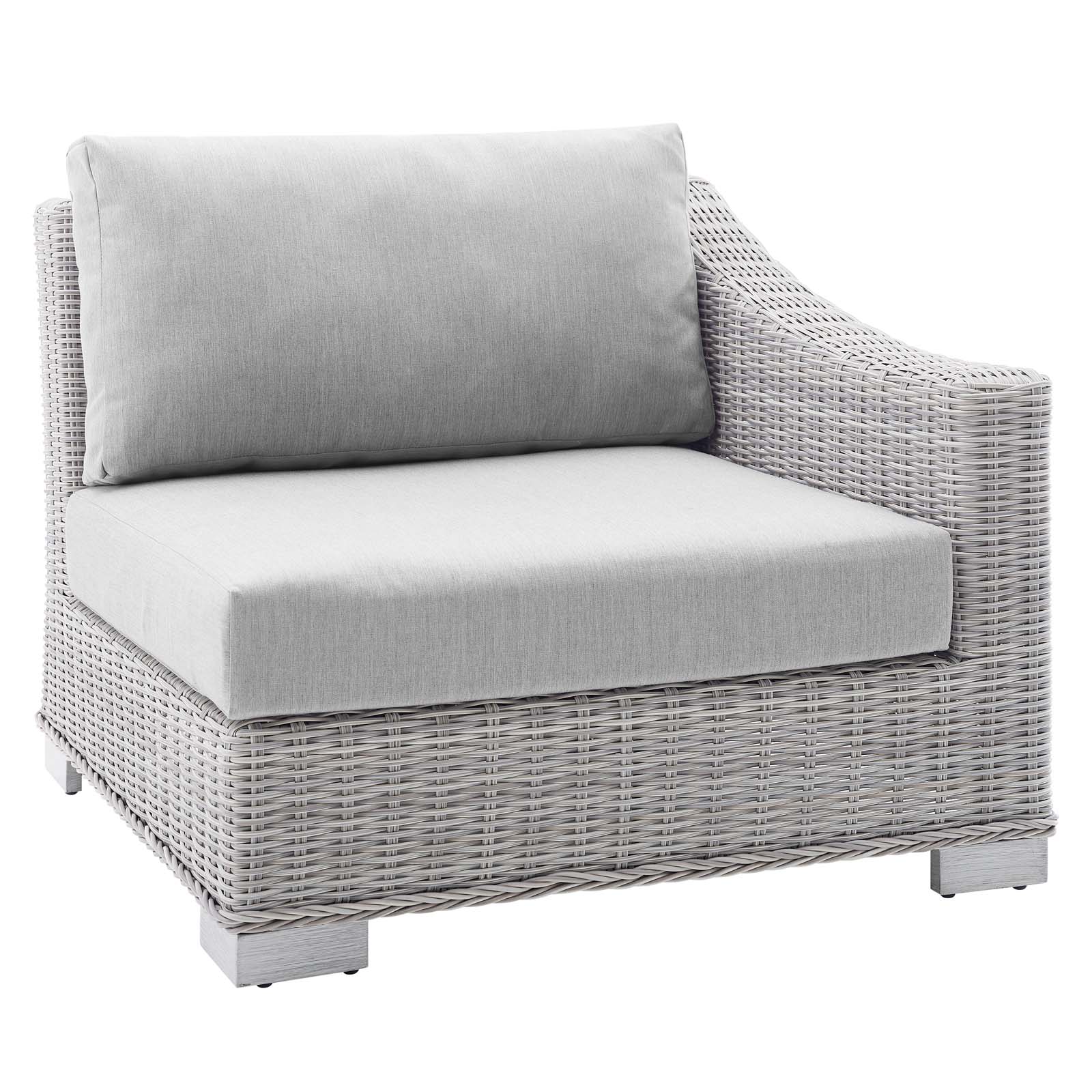 Modway Conway Sunbrella® Outdoor Patio Wicker Rattan Right-Arm Chair in Light Gray Gray - image 2 of 9