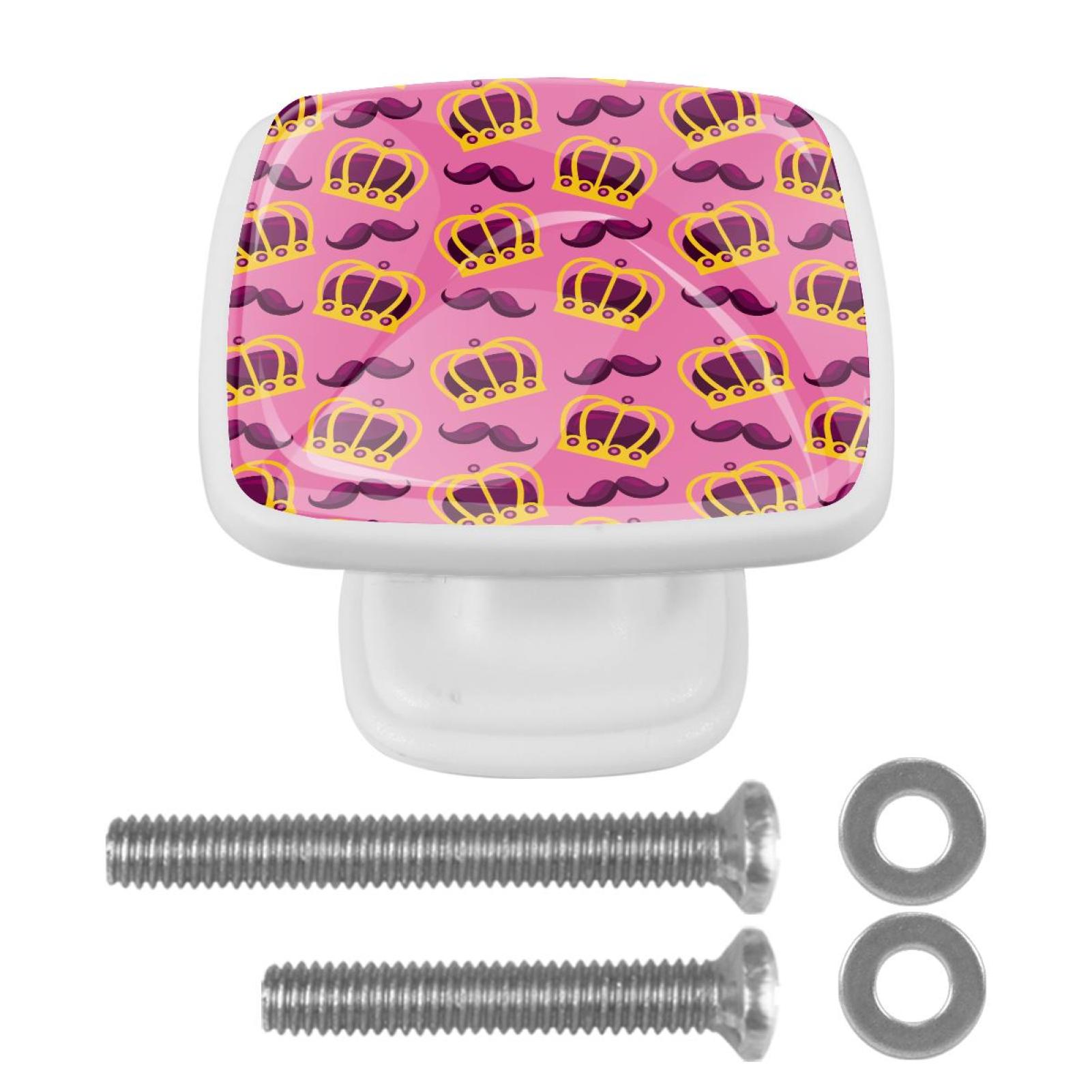 Ownta Crown Rose Pink Moustache Carnival Festival Pattern Square Glass