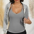 thumbnail image 4 of Women's Ribbed Knit Deep V Neck Tank Top with Seamless Design - Large, Gray, 4 of 7