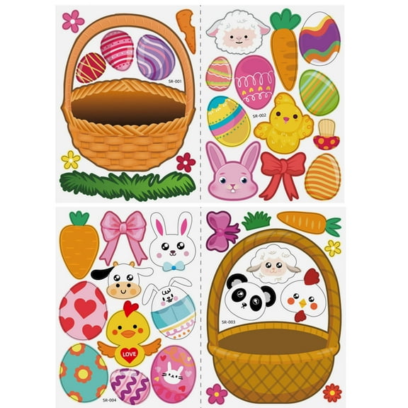 Moocorvic Easter Decorations Window clings Stickers Bunny Wall Sticker,Easter Eggs Chick Window Decals Easter Bunny Decorations, Easter Basket,Easter toys Easter gifts,