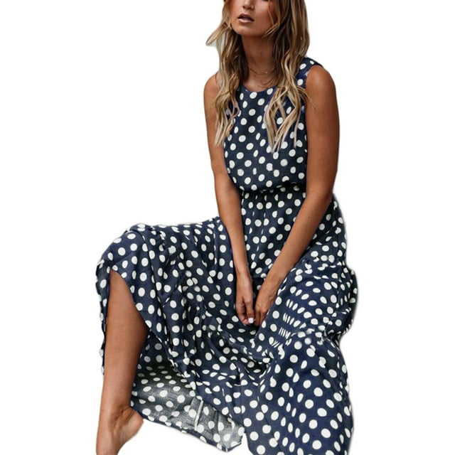 Bellella Robe Débardeur pour Femmes Robe Maxi Ligne A Longue Robe d'Été Décontractée Gilet Dames Bleu Marine m