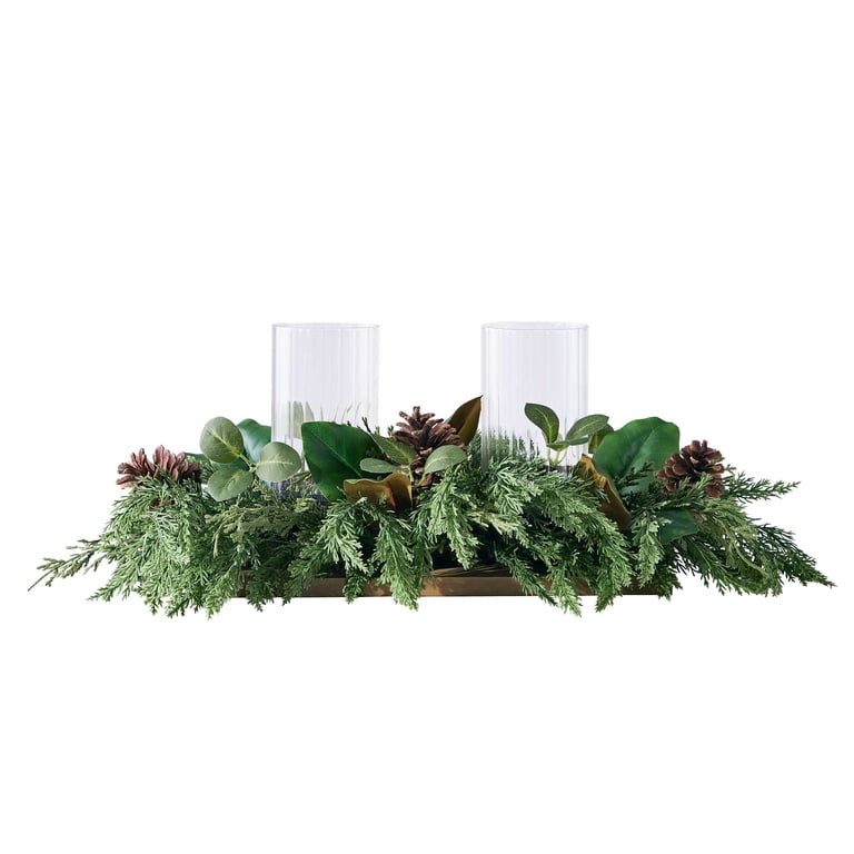 Better Homes & Gardens Ribbed Glass Pillar Candle Holders, Set of 2 photo 1