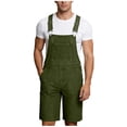 thumbnail image 2 of Afuyipoi Men's Washed Denim Overalls Shorts, with Chest Pocket Workwear Bib Shorts with Adjustable Straps Army Green 2XL, 2 of 9