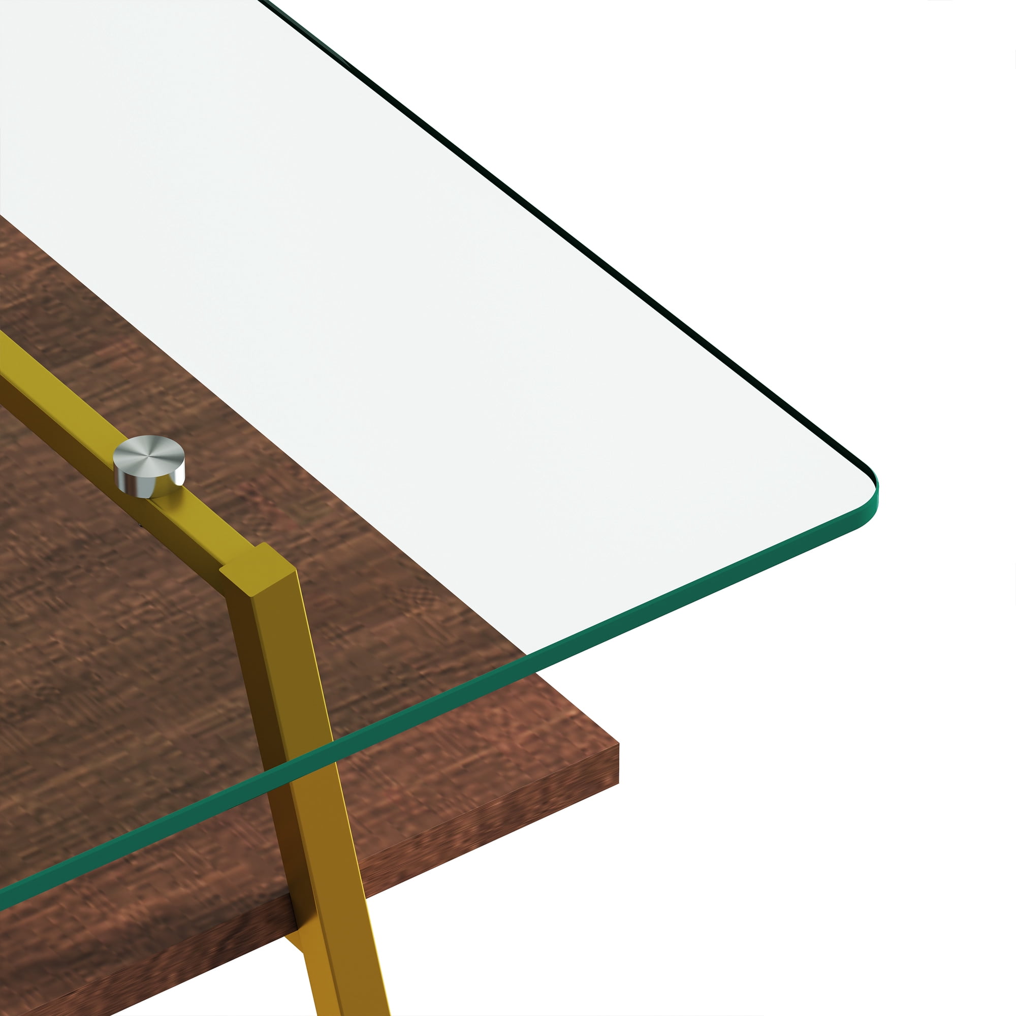 Miniyam Modern Glass Coffee Table for Living Room with Tempered Glass Top, MDF Storage Shelf and Metal Legs, Brown&Brown