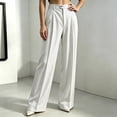 thumbnail image 2 of rsteoinp Wide Leg Pants for Women Fall Striped Dressy Casual High Waist Trousers Baggy Trendy Button Business Office Pants(White,X-Large), 2 of 7