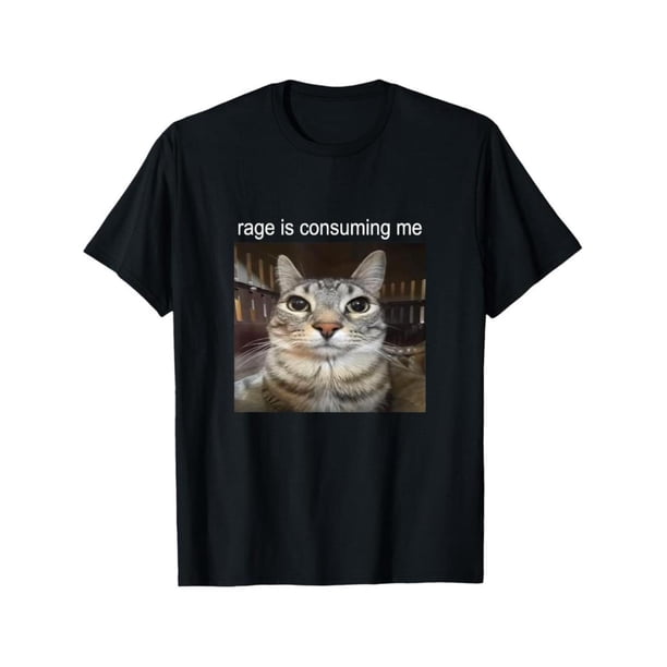 100% Cotton Rage ls Consuming Me Silly Staring CatMeme T-Shirt