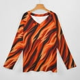 thumbnail image 3 of LYWC Unique Tiger Skin - 1179 Long Sleeve Shirts For Women Oversized Tshirts Tops Tees Fall T-Shirts V Neck, 3 of 7
