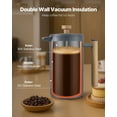 thumbnail image 4 of Stainless Steel Double Wall Insulated French Press Coffee Maker - 34 Ounce (1 Liter) Capacity, Comes with Fine Filter, Ideal for Home, Camping, Travel, Black, 4 of 11