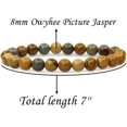 thumbnail image 2 of Natural Owyhee Picture Jasper Gemstone 8mm Round Beads Stretch Bracelet 7" Unisex, 2 of 5