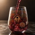 thumbnail image 6 of Tuvgenk Fall Embroidery Print Stemless Wine Glass with Birdhouse Design Transparent Drinking Cup for Thanksgiving Decor in Birdhouse Pattern, 6 of 7