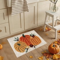 Danhjin Halloween Fall Rug Antislip Kitchen Mat, Pumpkin Maple Leaf Absorbent Door Mat for Fall Thanksgiving Decor, Entryway, Porch, Living Room, Indoor Outdoor Use 15.75x23.62in