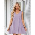 thumbnail image 4 of Cuteduck Summer Sleeveless Mini Dress Casual Loose V Neck Sundress Swing Flowy Beach Dress with Pocket Pleated Dresses, S-2XL, 4 of 5