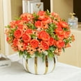 thumbnail image 2 of Vintage Artificial Peony Flower Bouquet Realistic Non-fading Multi-functional Decoration Peony Fake Flower Bundle-Orange, 2 of 8