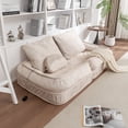 thumbnail image 4 of LEHZROAJ Velvet Upholstered Bean Bag Chairs,5-Position Adjustable 2 Soft Pillows Massage Floor Sofa,Multi-Functional Human Dog Bed for Living Room(Beige), 4 of 10