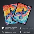 thumbnail image 2 of Artery8 Dolphin and Rainbow Mosaic Pattern Watercolour Kids Bedroom Nursery Art Print Framed Poster Wall Decor 12x16 inch, 2 of 3