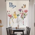 thumbnail image 3 of Pink Flowers Balloon Curtains for Windows, Bedroom Curtains 54 Inch Length, Spring Floral Butterfly Leaves Plants Retro Beige Tie Up Curtains Panels Thermal Insulated Bathroom Curtains Window 42"x54", 3 of 8