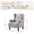 thumbnail image 4 of Wingback Accent Chair with Floral Pattern, Traditional Fabric Armchair Nailhead Trim Wooden Legs for Living Room Bedroom Beige, 4 of 8