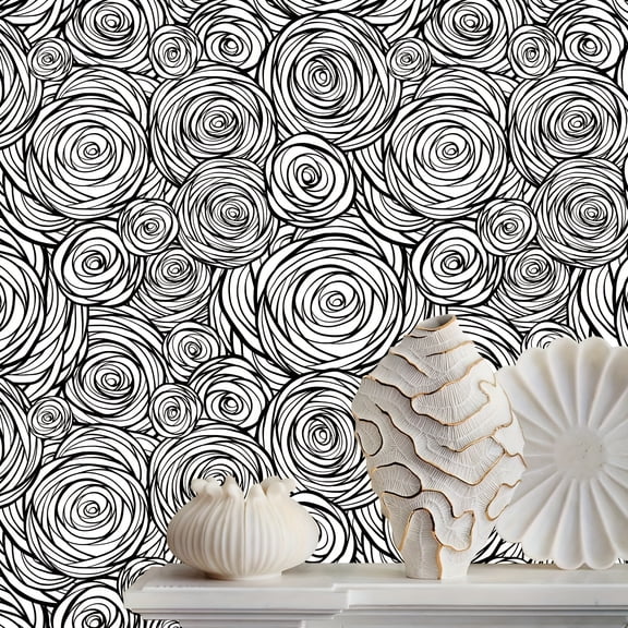 Floral Self Adhesive Wallpaper 17.7x118 Inch - Abstract Rose Flower Peel and Stick Wallpaper, Waterproof Removable Contact Paper for Cabinet Accent Wall Home Decor