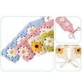 thumbnail image 6 of Womens Crochet Head Kerchief Knitted Hair Scarf Headwrap for Womens Girls Floral Knit Headband Headwear, 6 of 9