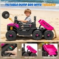 thumbnail image 5 of Track Seven 24V Ride on Dump Truck, 400W 6-Wheel Ride on UTV Car for Big Kids with Electric Dump Bed, Remote Control, Music, Lights, Spring Suspension, 24V Ride on Toy Car for Kids Aged 3+, Pink, 5 of 7