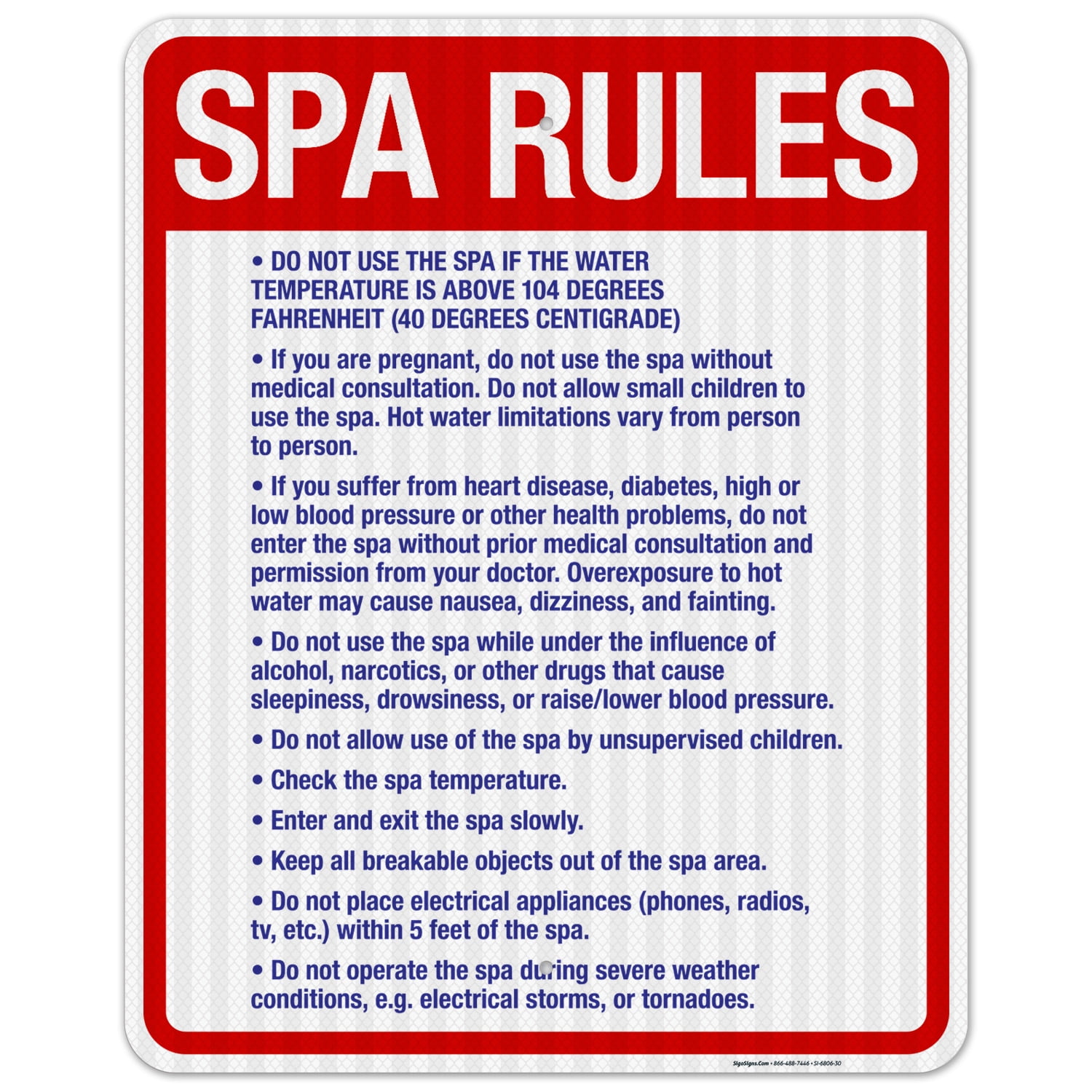 Spa Rules Sign, Pool Sign, - Walmart.com