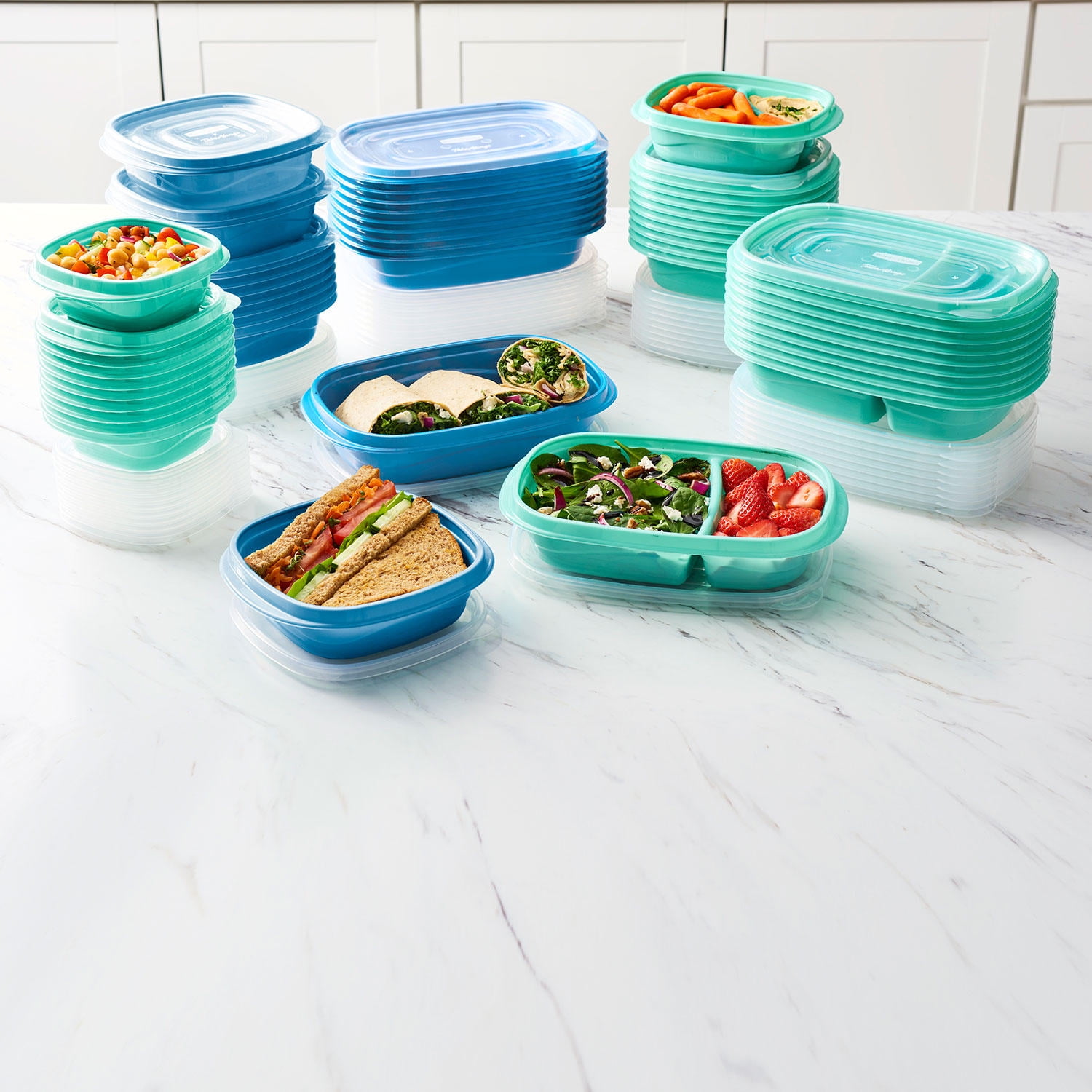 Rubbermaid 100-Piece Meal Prep Food Storage Containers Set - Teal