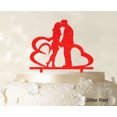 thumbnail image 1 of Wedding Couple Cake Topper With Heart Personalized Cake Topper Color Option Available 6-7 Inches Wide, 1 of 1