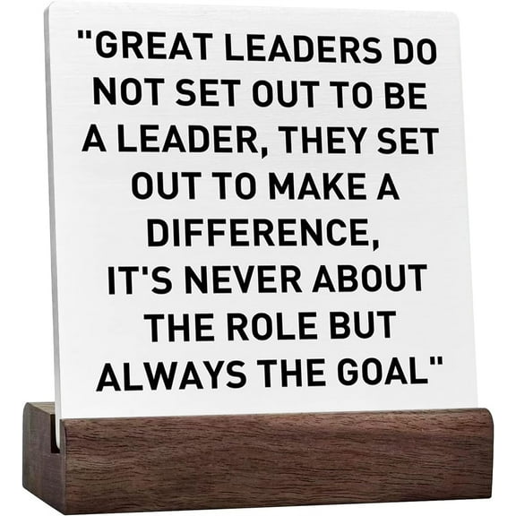 Ceramic Sign 4x4 Inch Leader Thank You Appreciation Gifts For Leader Boss Mentor Teachers Leader Retirement Always The Goal Plaque Sign with Wood Stand Desk Decor Gift For Women Men
