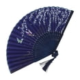 thumbnail image 2 of Folding Hand Fan Chinese Style Bamboo Silk Decorative Fans for Dance Party Wedding Performance Handheld Fan with Tassel and Protective Pouch Gift, 2 of 6