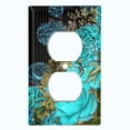 thumbnail image 2 of Metal Light Switch Plate Cover Elegant Antique Pinstripe Teal Floral Tile FLW082, 2 of 13