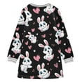thumbnail image 6 of Girls' long-sleeved dress Cute Rabbit Heart Shape Girls' A-line dress with ribbed cuffs Soft and comfortable, 6 of 6