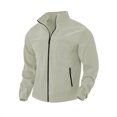thumbnail image 4 of WTOBBY Men's Stand Collar Plush Jacket, Solid Color Zippered Outdoor Coat, Casual Sports Style Cold Weather Wear with Soft Interior lining,Beige L, 4 of 5