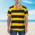 thumbnail image 4 of Bixox Men's Hawaiian Shirts Men's Bee Stripe Print Short-Sleeve Shirt-Medium, 4 of 8