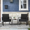thumbnail image 2 of 3 Pieces Outdoor Patio Wicker Furniture Set  Modern Rattan Chair Conversation Sets With Coffee Table For Yard And Bistro (black), 2 of 7