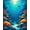 Blue, Pattern 2, variant on ODIKA 5'x7' Machine Washable Non-Slip Area Rug, Bold Coral Reef Inspired Interlocking Fish and Seaweed High Traffic Rug, Teal, 272915