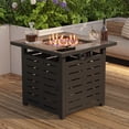 thumbnail image 2 of Clouddwell 28" Propane Gas Fire Pit Table Ceramic Top, 50,000 BTU Square Outdoor Patio Fire Pit Table with Lava Rocks and Removable Lid for Outside Patio Deck/Garden/Backyard, Black, 2 of 9