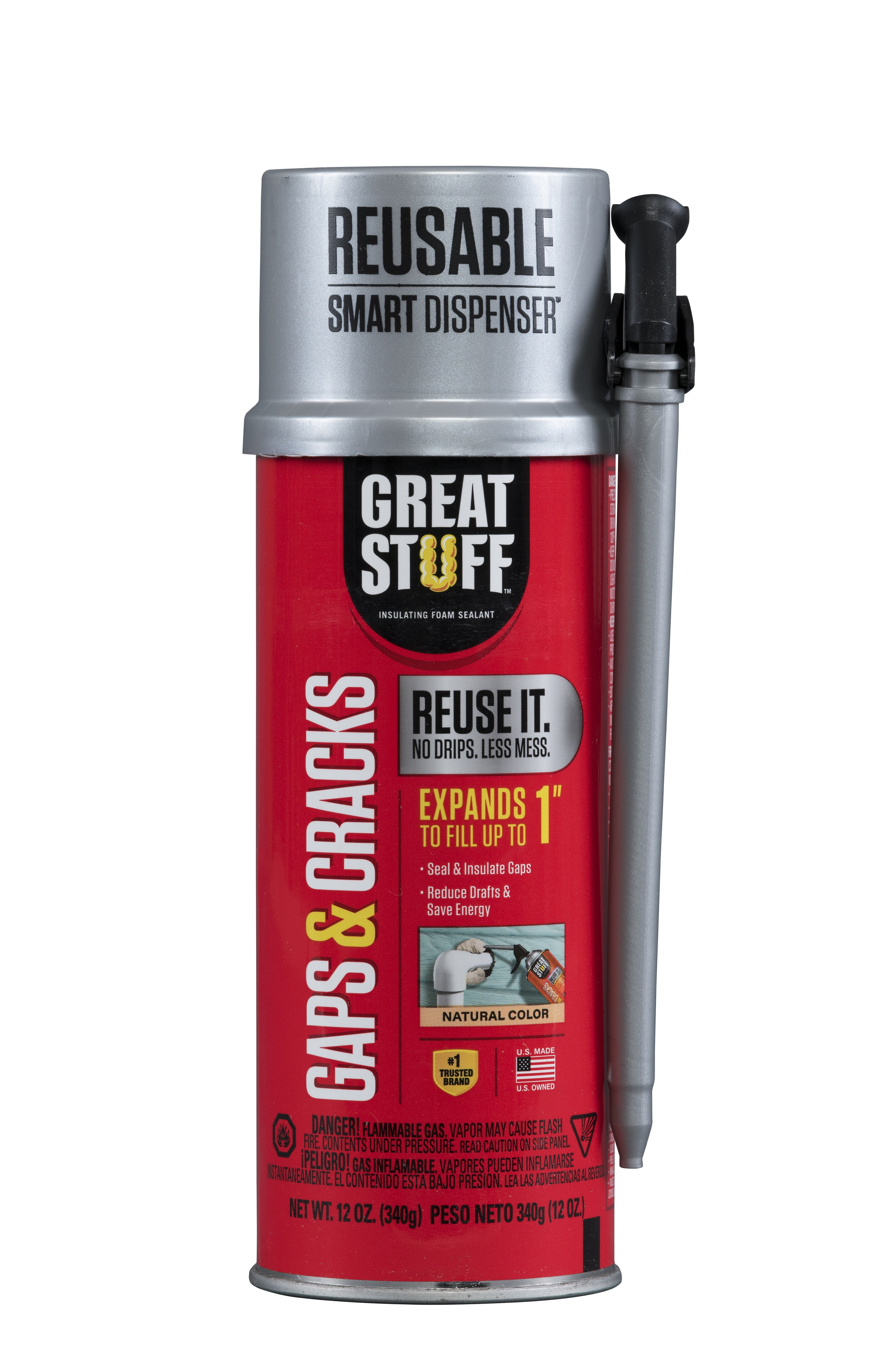 Great Stuff Smart Dispenser Expanding Foam Sealant, Gaps & Cracks, 12 oz