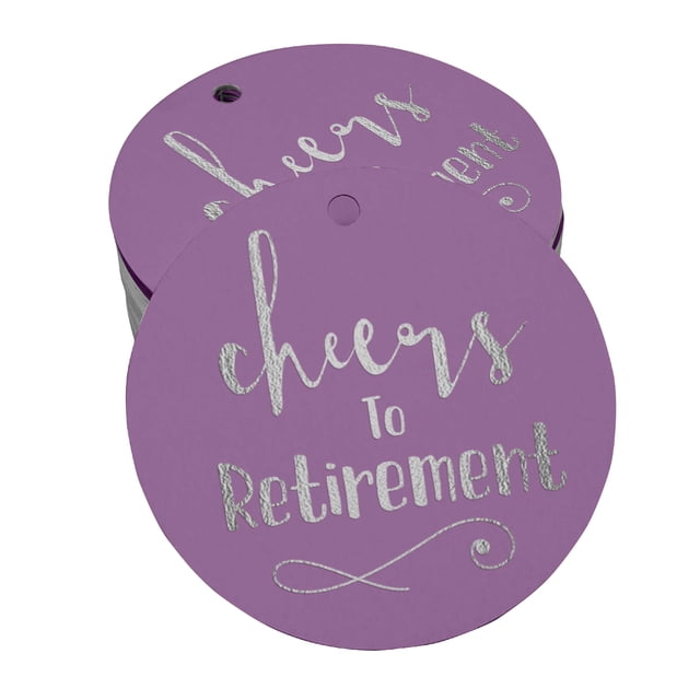Inkdotpot Pack Of 100 Real Silver Foil Paper Tags Cheers To Retirement Favor Hang Tags