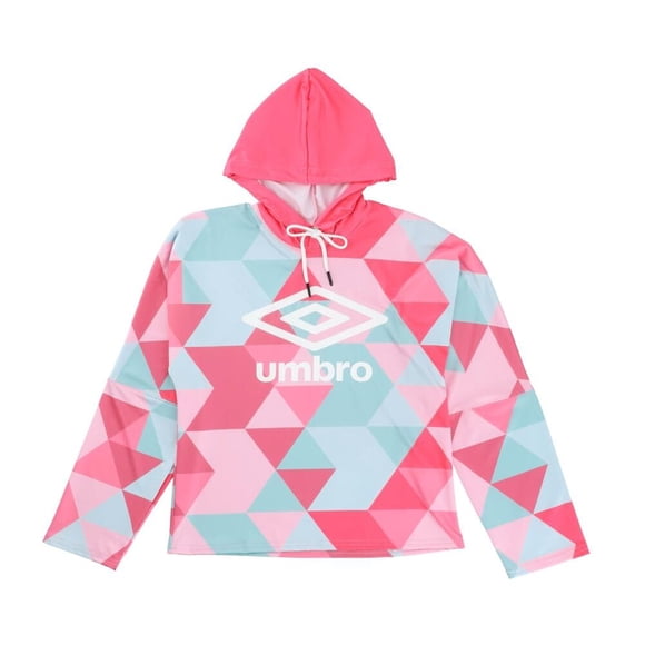 Sudadera Umbro Talla M Deportiva con Estampado Mosaico Multicolor con Capucha Rosa